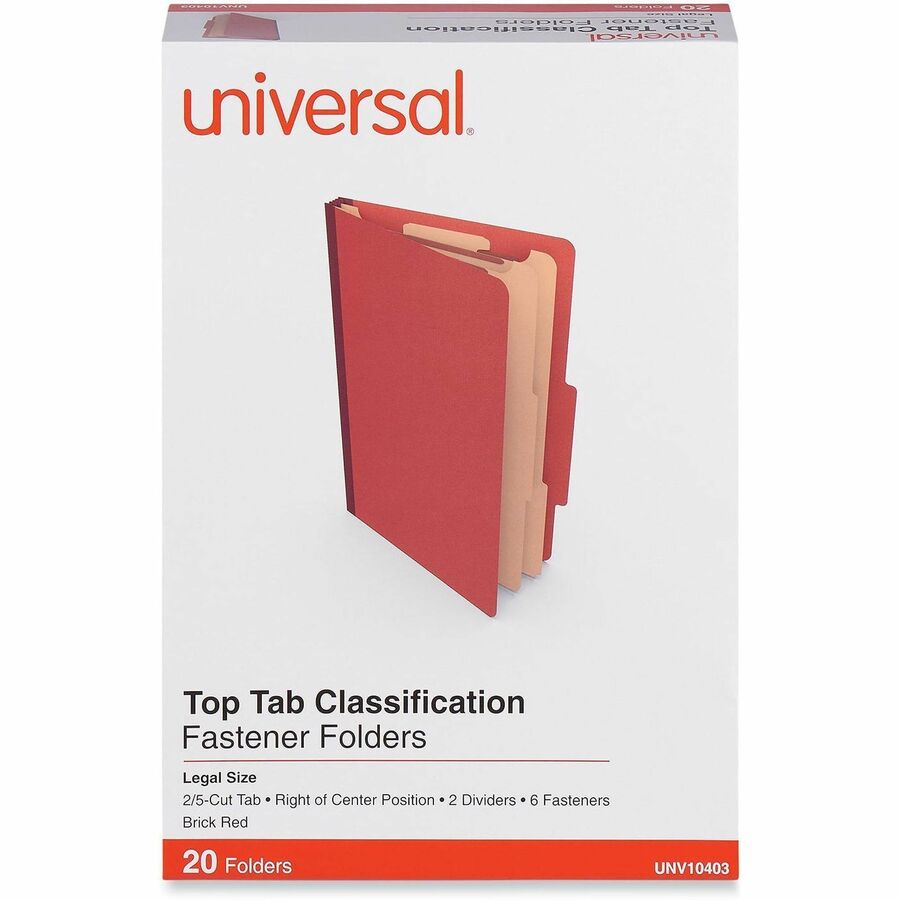 Universal 2/5 Tab Cut Legal Recycled Classification Folder - 8 1/2" x 14" - 2 1/2" Expansion - 6 Fastener - 2" Fastener 