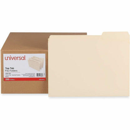 Universal 1/3 Tab Cut Letter Recycled Top Tab File Folder - 8 1/2" x 11" - 3/4" Expansion - Assorted Tab Position - 11 p