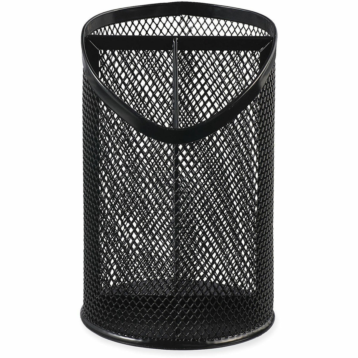 Universal Metal Mesh 3-Compartment Pencil Cup, 4.13" Diameter x 6"h, Black - 3 Compartment(s) - 6" Height - Black - Meta