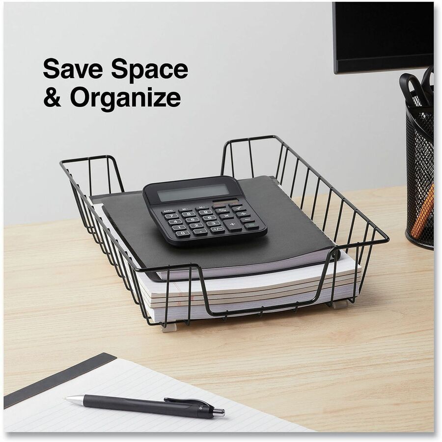 Universal Wire Metal Letter Tray, 1 Section, Letter Size Files, 10" x 14.13" x 3" , Black - 1 Compartment(s) - 1 Each