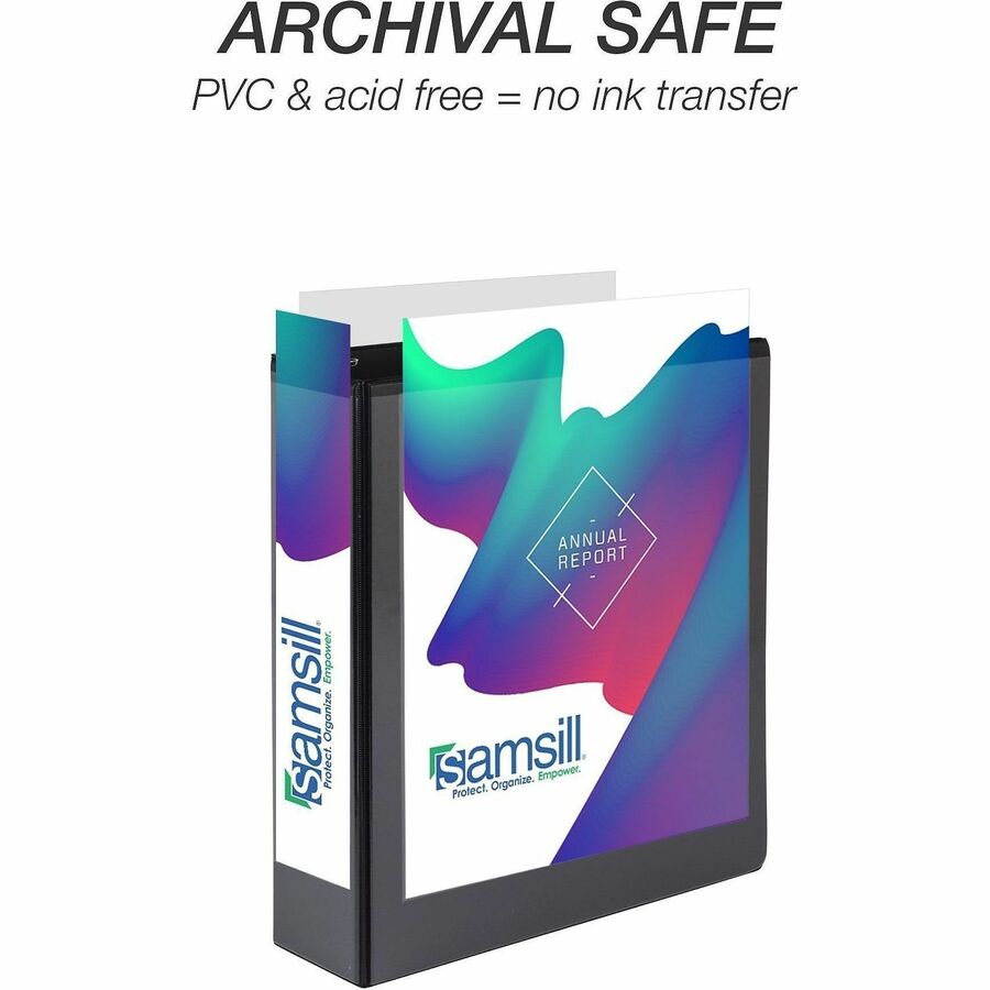 Samsill Ring Binder - Letter - 8 1/2" x 11" Sheet Size - 3 x 2" Ring - Fastener: D-Ring - Pocket: 2, Internal - Black - 