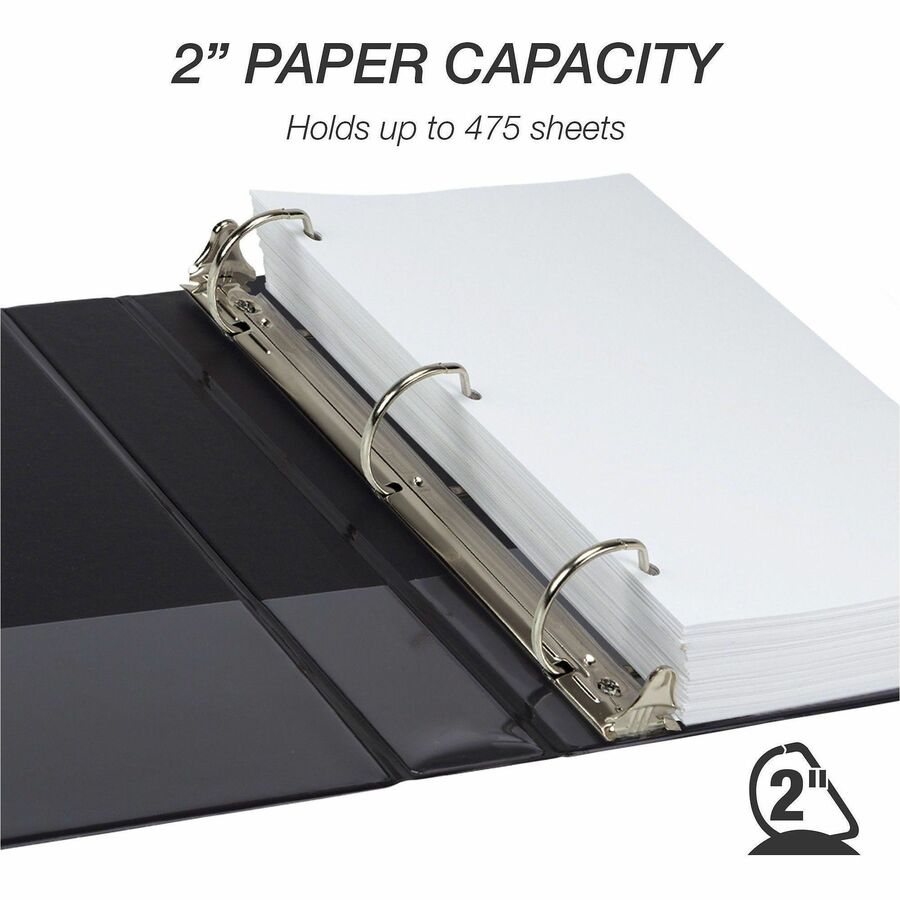 Samsill Ring Binder - Letter - 8 1/2" x 11" Sheet Size - 3 x 2" Ring - Fastener: D-Ring - Pocket: 2, Internal - Black - 