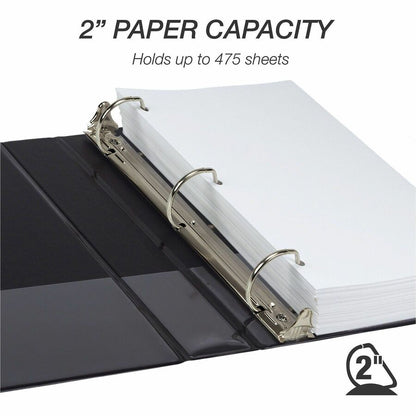 Samsill Ring Binder - Letter - 8 1/2" x 11" Sheet Size - 3 x 2" Ring - Fastener: D-Ring - Pocket: 2, Internal - Black - 