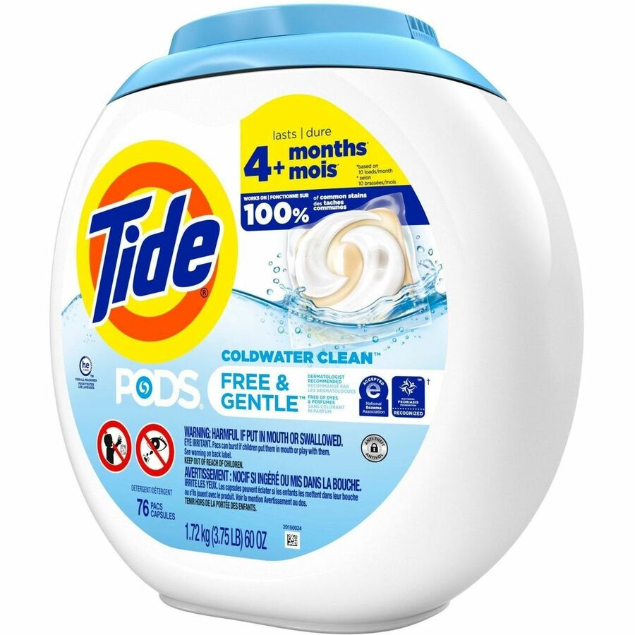 Tide Free & Gentle Laundry Detergent - For Household, Washing Machine - Liquid, Pod - Hypoallergenic, Dye-free, Color Sa