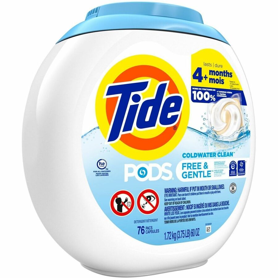 Tide Free & Gentle Laundry Detergent - For Household, Washing Machine - Liquid, Pod - Hypoallergenic, Dye-free, Color Sa