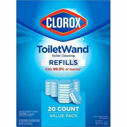 Clorox ToiletWand Disinfecting Scrubbing Pads Toilet Cleaning Refills - Blue, White - 20/Bag - 4 / Carton