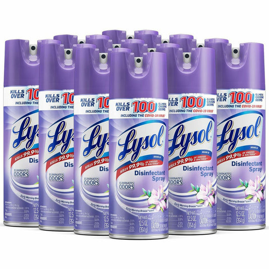Lysol Disinfectant Spray - For Multi Surface - Spray - 12.5 fl oz (0.4 quart) - Early Morning Breeze Scent - 12 / Carton