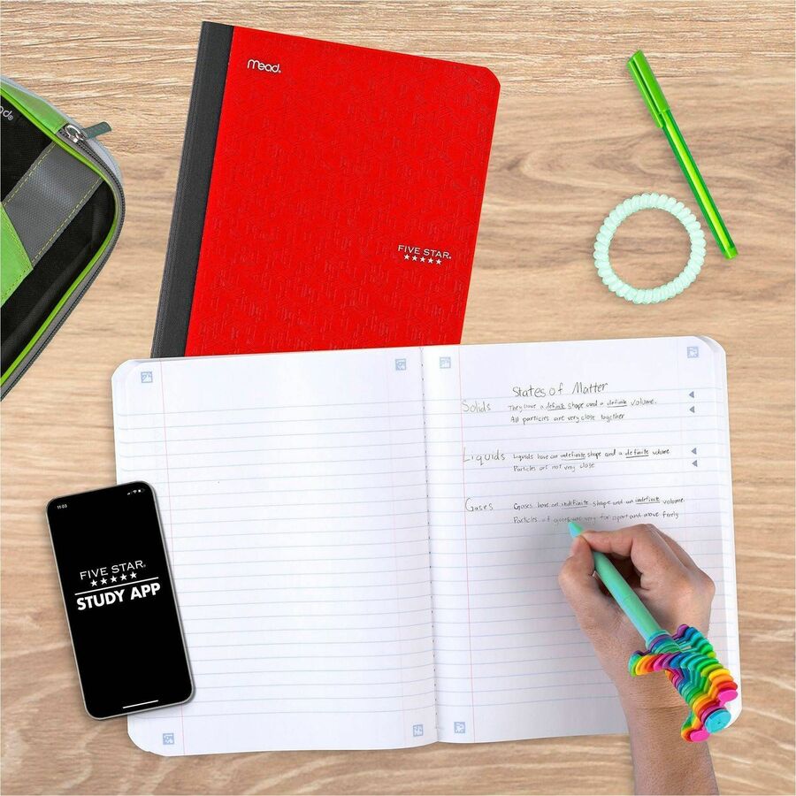 Five Star Wide Ruled Composition Book - 80 Sheets - Sewn - Wide Ruled Margin - 7 1/2" x 9 3/4" Sheet Size - Assorted Pla