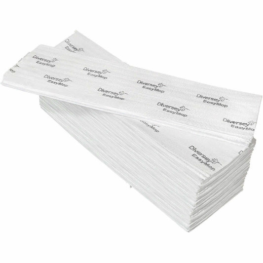 TASKI EasyMop Single-Use Mop Pads - 16" Width x 5" Depth - Disposable - White - 0.82 oz - 10 / Carton