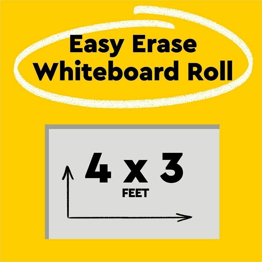Post-it® Easy Erase Whiteboard Roll, 4'x3' - White Surface - White Sheet Color - Rectangle - 4" Length x 3" Width - 1 Ea