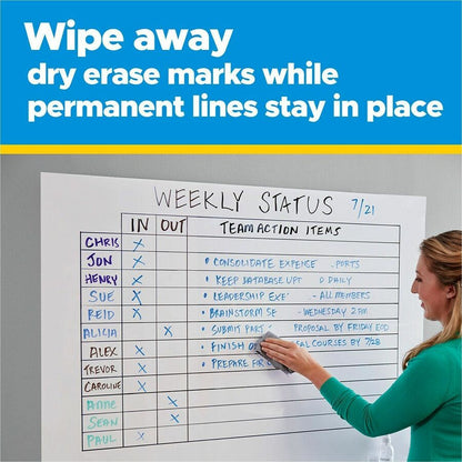 Post-it® Easy Erase Whiteboard Roll, 4'x3' - White Surface - White Sheet Color - Rectangle - 4" Length x 3" Width - 1 Ea
