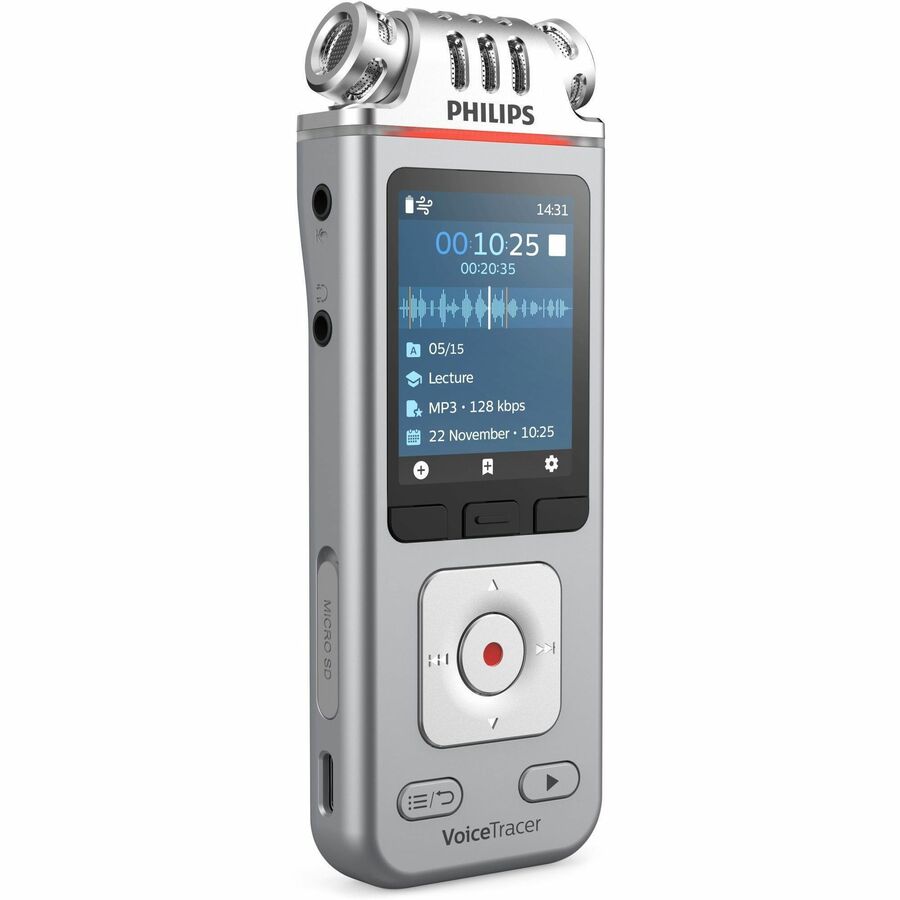 Philips Voice Tracer DVT4110 Digital Voice Recorder - [Built-in] Microphone, Speaker, Battery - Omni-directional Microph