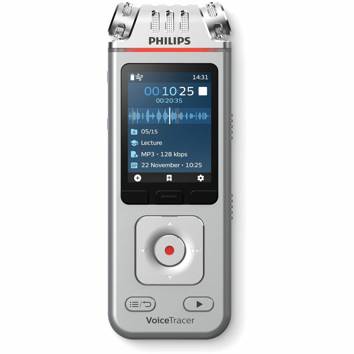 Philips Voice Tracer DVT4110 Digital Voice Recorder - [Built-in] Microphone, Speaker, Battery - Omni-directional Microph
