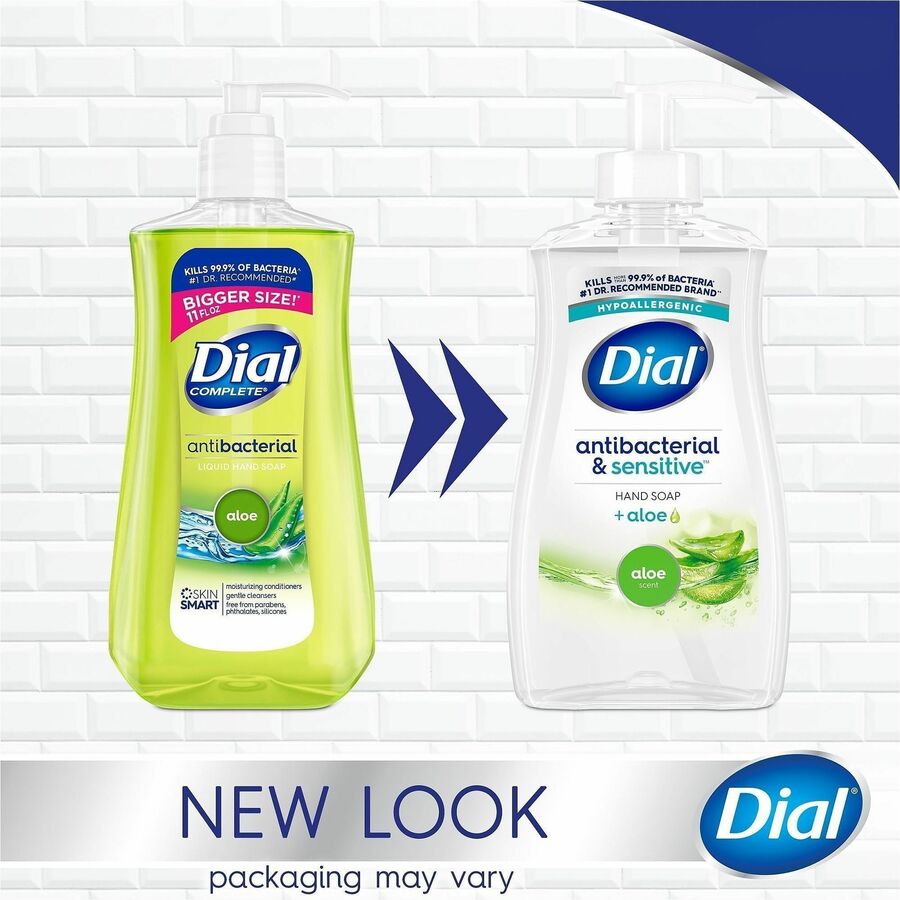 Dial Sensitive Skin Antibacterial Soap - Fresh, Aloe Scent - 11 fl oz - Pump Dispenser - Bacteria Remover - Hand, Skin -