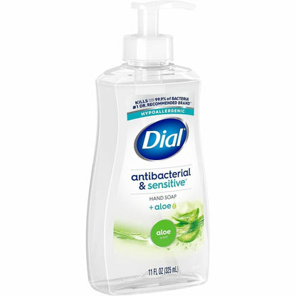 Dial Sensitive Skin Antibacterial Soap - Fresh, Aloe Scent - 11 fl oz - Pump Dispenser - Bacteria Remover - Hand, Skin -