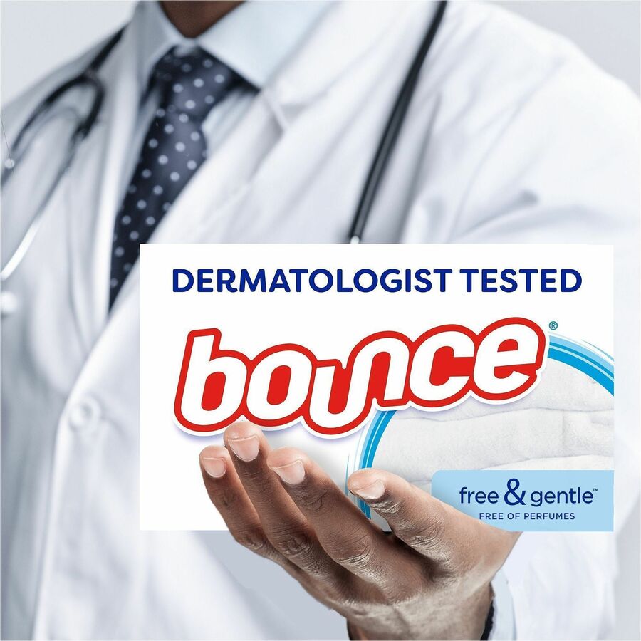 Bounce Free & Gentle Dryer Sheets - For Clothes, Fabric - Sheet - 9" Length x 6.40" Width - 4 / Carton