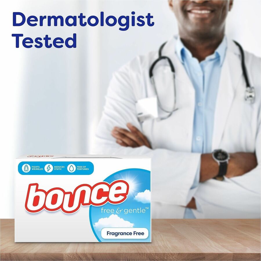 Bounce Free & Gentle Dryer Sheets - For Clothes, Fabric - Sheet - 9" Length x 6.40" Width - 4 / Carton