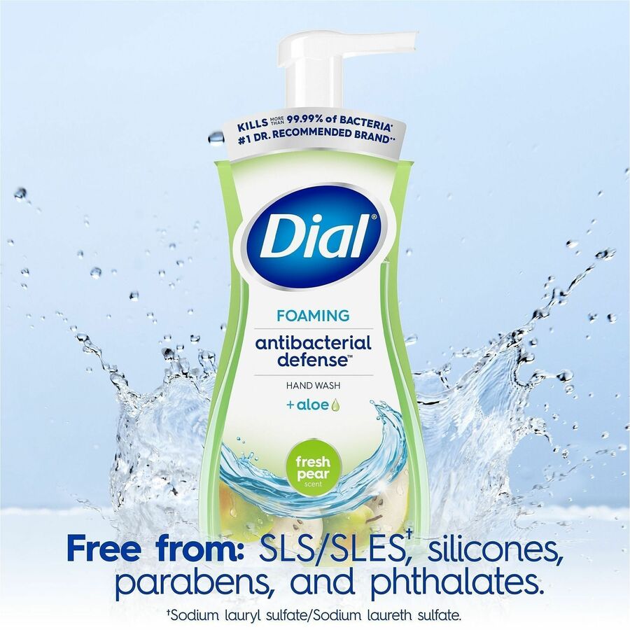 Dial Foaming Hand Wash - Fresh Pear Scent - 10 fl oz - Pump Bottle Dispenser - Kill Germs - Hand, Skin - Green - 1 Each