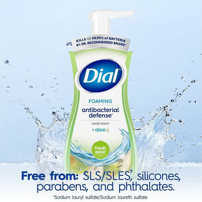 Dial Foaming Hand Wash - Fresh Pear Scent - 10 fl oz - Pump Bottle Dispenser - Kill Germs - Hand, Skin - Green - 1 Each