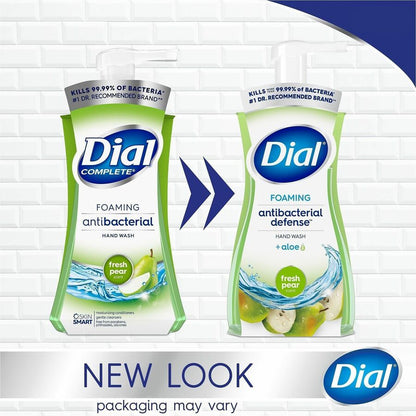 Dial Foaming Hand Wash - Fresh Pear Scent - 10 fl oz - Pump Bottle Dispenser - Kill Germs - Hand, Skin - Green - 1 Each