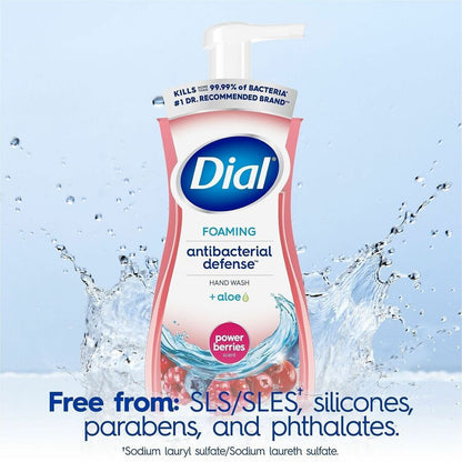 Dial Power Berries Foam Soap - Power Berries Scent - 10 fl oz - Pump Bottle Dispenser - Bacteria Remover - Hand, Skin - 
