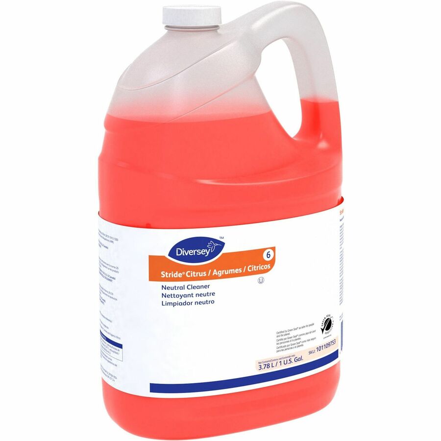 Diversey Care Stride Citrus Neutral Cleaner - For Floor, Hard Surface - Concentrate - Liquid - 128 fl oz (4 quart) - Cit