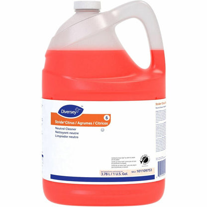 Diversey Care Stride Citrus Neutral Cleaner - For Floor, Hard Surface - Concentrate - Liquid - 128 fl oz (4 quart) - Cit
