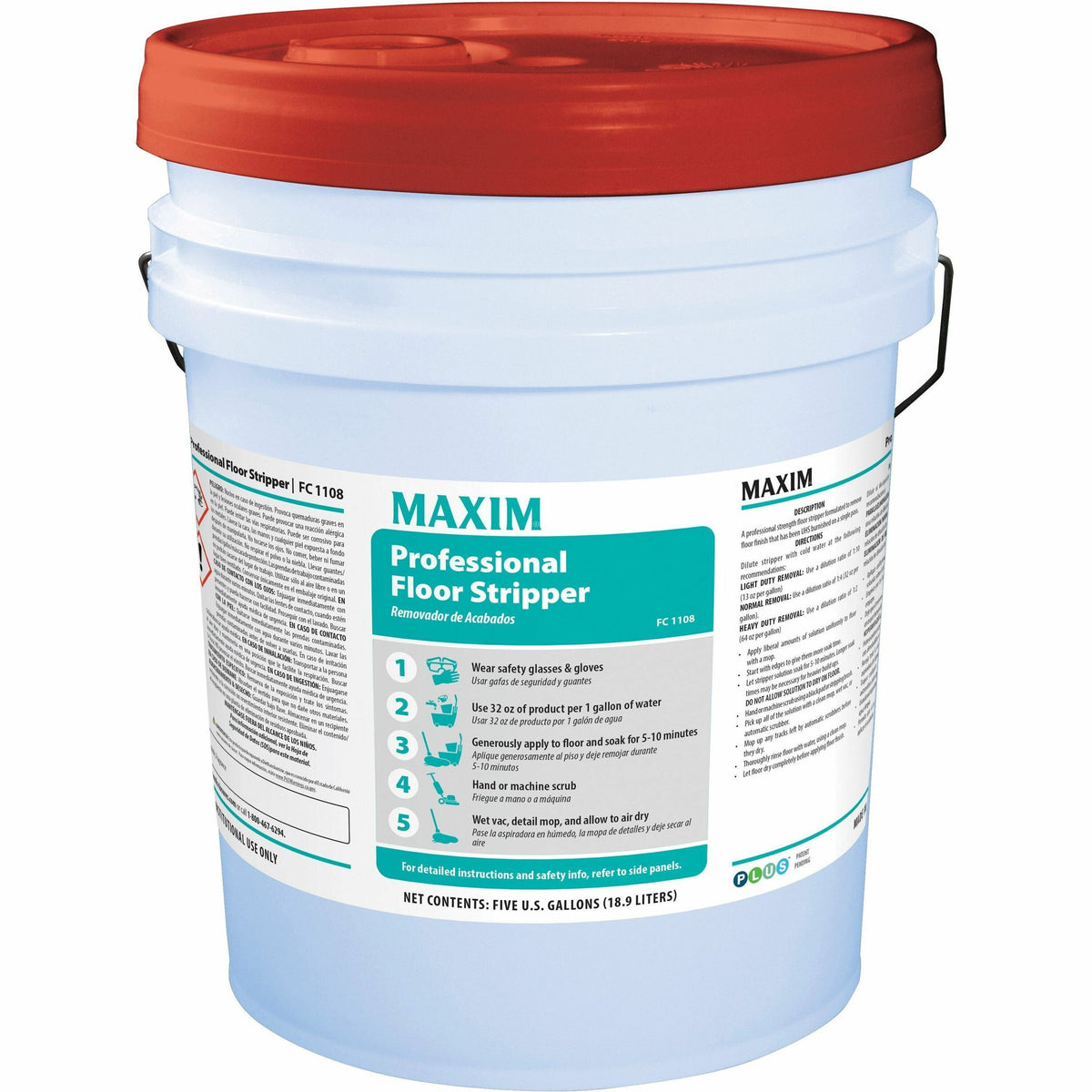 Midlab Professional Action Stripper - For Floor - Concentrate - Liquid - 640 fl oz (20 quart) - Citrus Scent - Rinse-fre