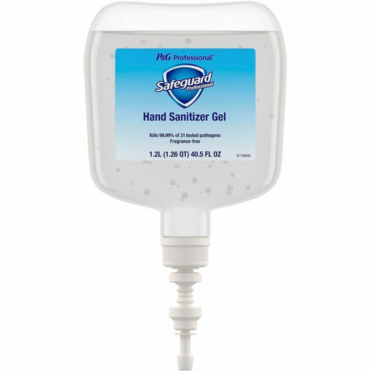 Safeguard Hand Sanitizer Gel Refill - 1.27 quart - Kill Germs - Hand, Restaurant, School - Clear - 4 / Carton