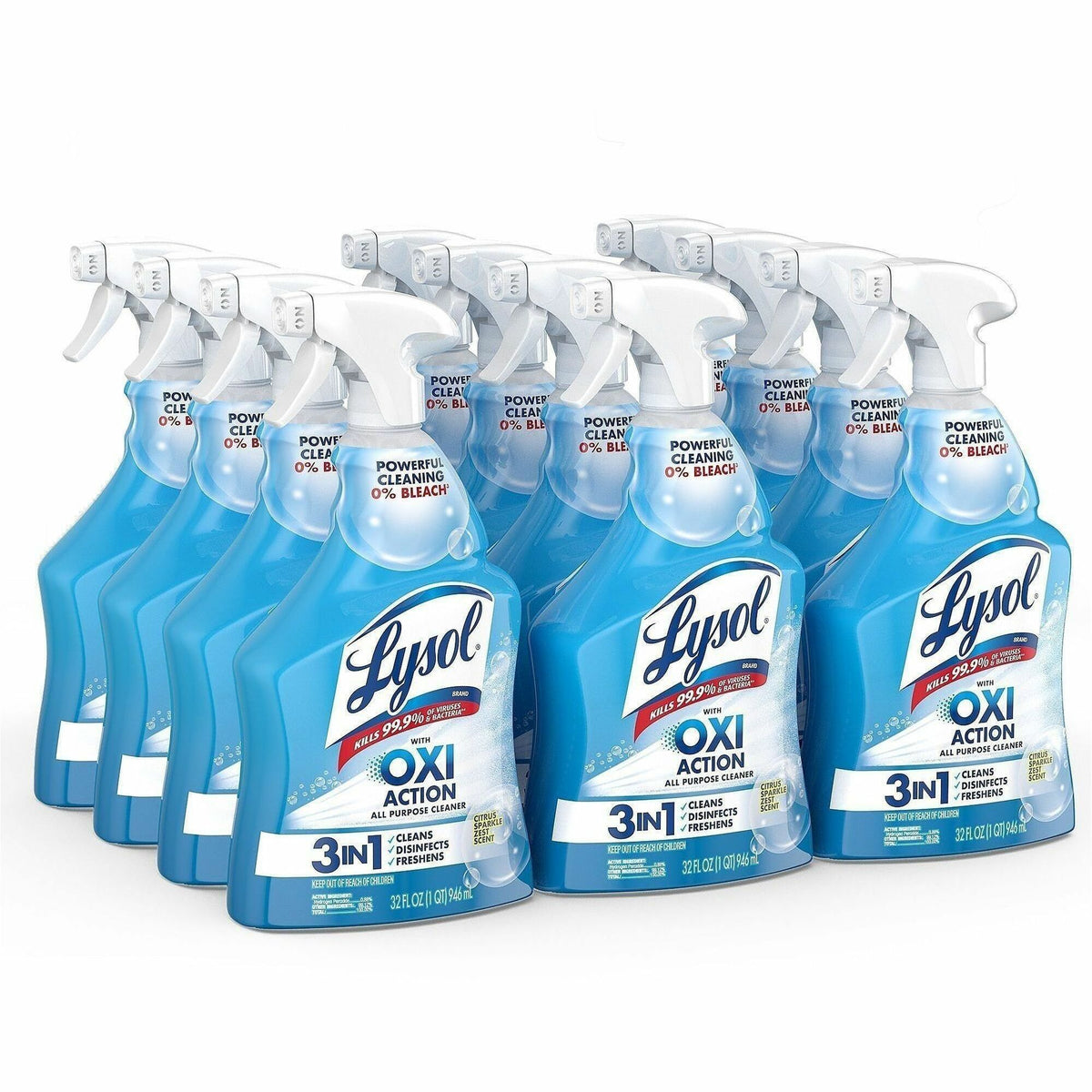 Lysol Hydrogen Peroxide Cleaner - For Multipurpose - 32 fl oz (1 quart) - Citrus Sparkle Zest Scent - 9 / Carton