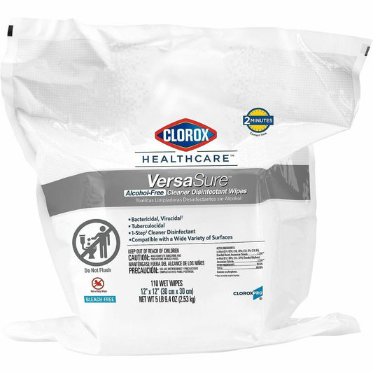 Clorox Healthcare VersaSure Disinfectant Wipes - Large - White - 85 Wipes/Canister - 2 / Carton