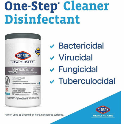 Clorox Healthcare VersaSure Disinfectant Wipes - Large - White - 85 Wipes/Canister - 2 / Carton