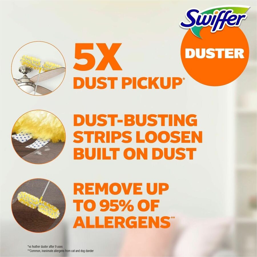 Swiffer Heavy-Duty Super-Extender Duster Kit - Fiber Bristle - 72" Handle Length - Yellow
