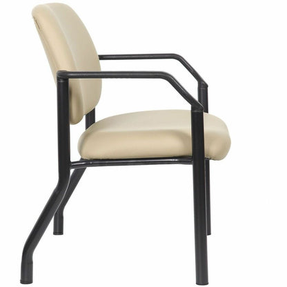 Boss Mid-back Guest Chair - Mid Back - Four-legged Base - Black, Beige - Vinyl - Armrest - 1 Each