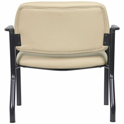 Boss Mid-back Guest Chair - Mid Back - Four-legged Base - Black, Beige - Vinyl - Armrest - 1 Each