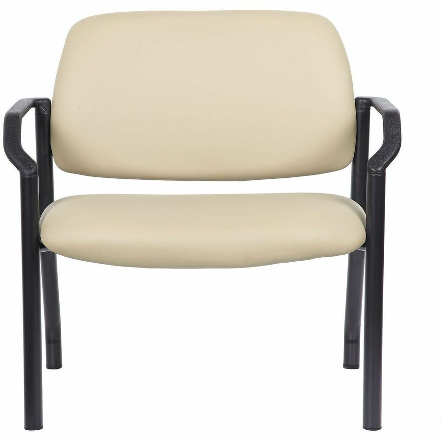 Boss Mid-back Guest Chair - Mid Back - Four-legged Base - Black, Beige - Vinyl - Armrest - 1 Each