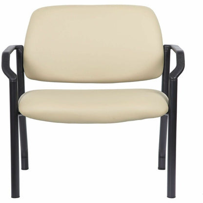 Boss Mid-back Guest Chair - Mid Back - Four-legged Base - Black, Beige - Vinyl - Armrest - 1 Each