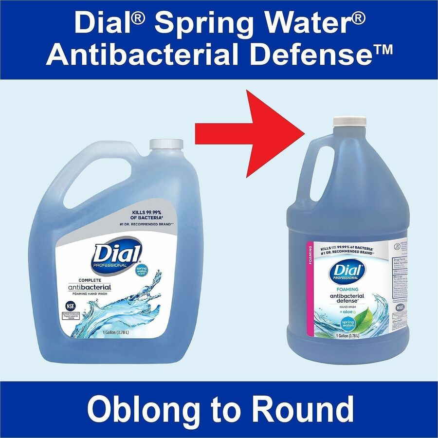 Dial Antibacterial Defense Foaming Handwash - Spring Water Scent - 1 gal - Bottle Dispenser - Bacteria Remover - Hand - 
