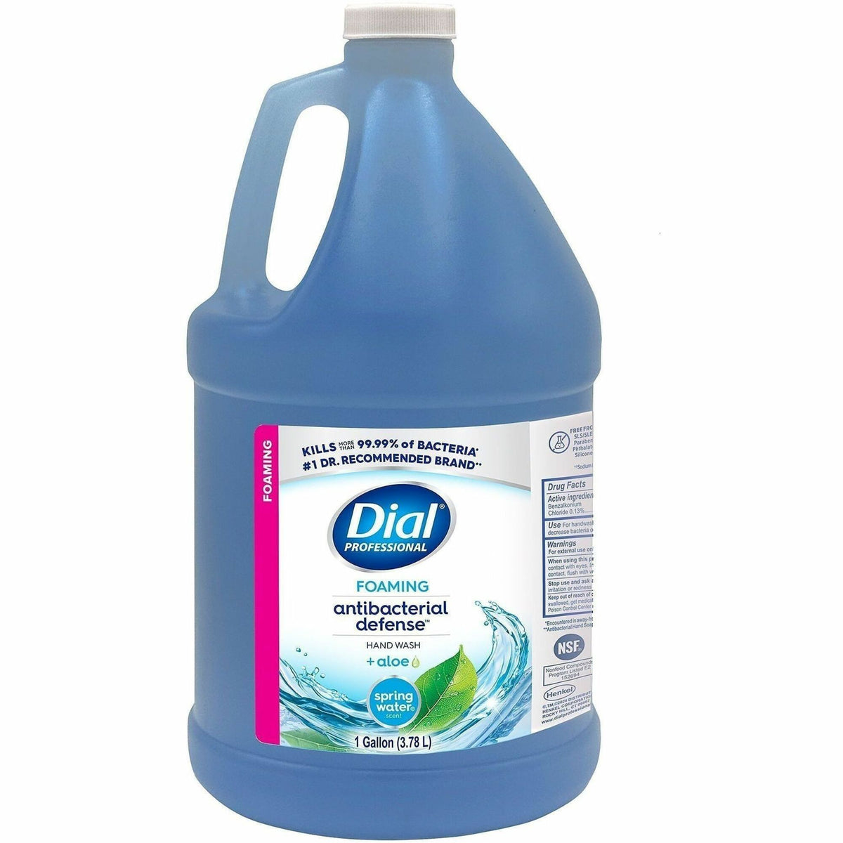 Dial Antibacterial Defense Foaming Handwash - Spring Water Scent - 1 gal - Bottle Dispenser - Bacteria Remover - Hand - 