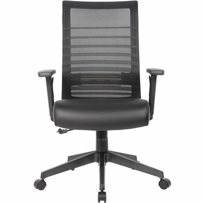 Boss Horizontal Mesh Back Task Chair - Vinyl Seat Material - Mesh Back Material - 5-star Base - Black - Armrest - 1 Each