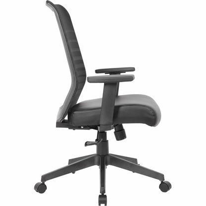 Boss Horizontal Mesh Back Task Chair - Vinyl Seat Material - Mesh Back Material - 5-star Base - Black - Armrest - 1 Each