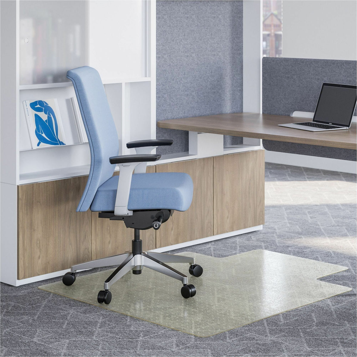 Deflecto OceanMat Chair Mat for Carpet - Commercial, Low Pile, Chair, Carpeted Floor - 53" Width x 45" Depth - Lipped - 