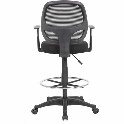 Boss Commercial-Grade Mesh Back Stool - High Density Foam (HDF), Fabric Seat Material - Mesh Back Material - 5-star Base