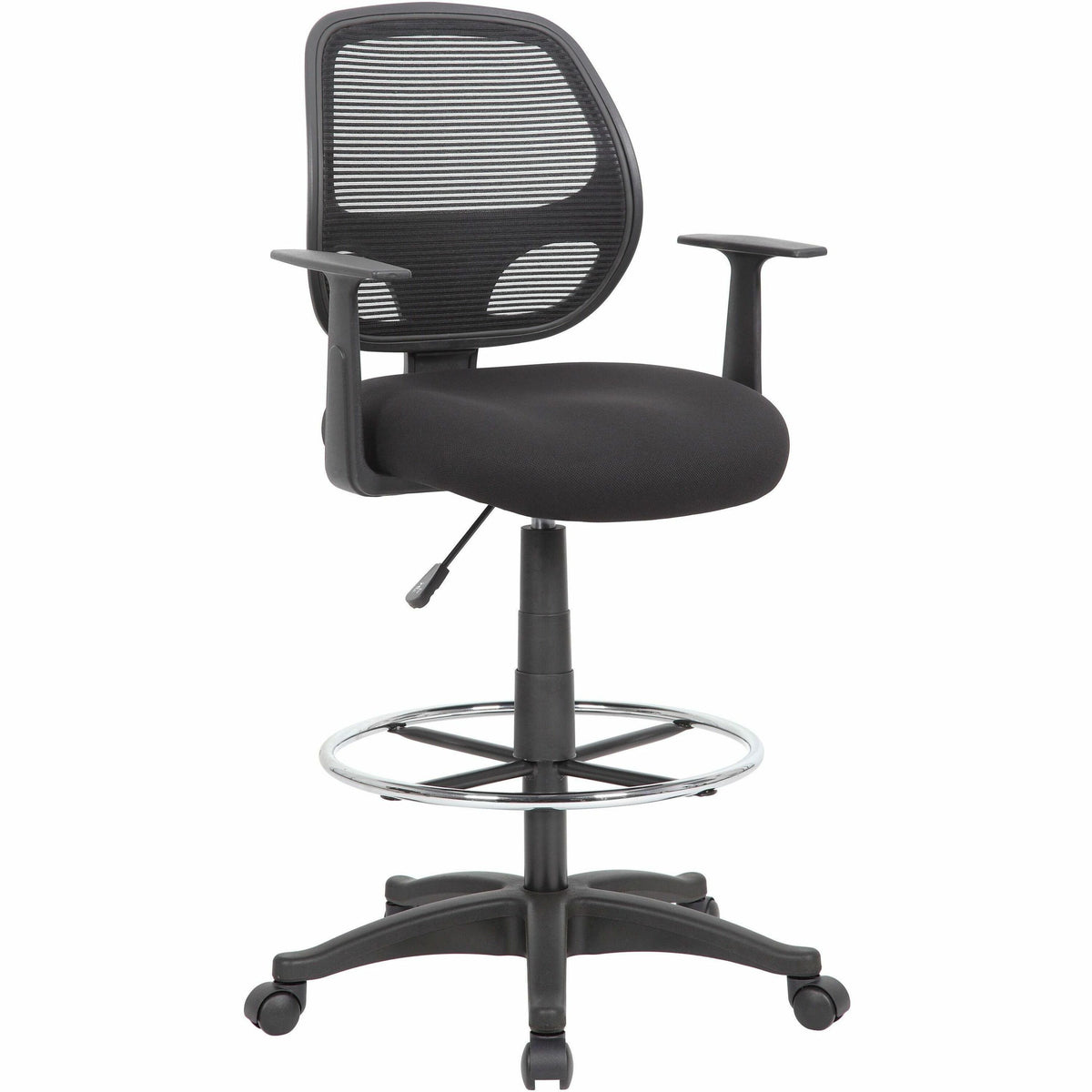 Boss Commercial-Grade Mesh Back Stool - High Density Foam (HDF), Fabric Seat Material - Mesh Back Material - 5-star Base