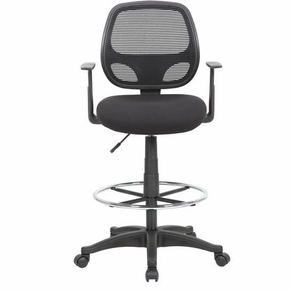 Boss Commercial-Grade Mesh Back Stool - High Density Foam (HDF), Fabric Seat Material - Mesh Back Material - 5-star Base