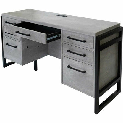 Martin Mason Concrete Laminate Unit - 31" Height x 66" Width x 21" Depth - Total Drawer(s): 7 - Material: Thermofused La