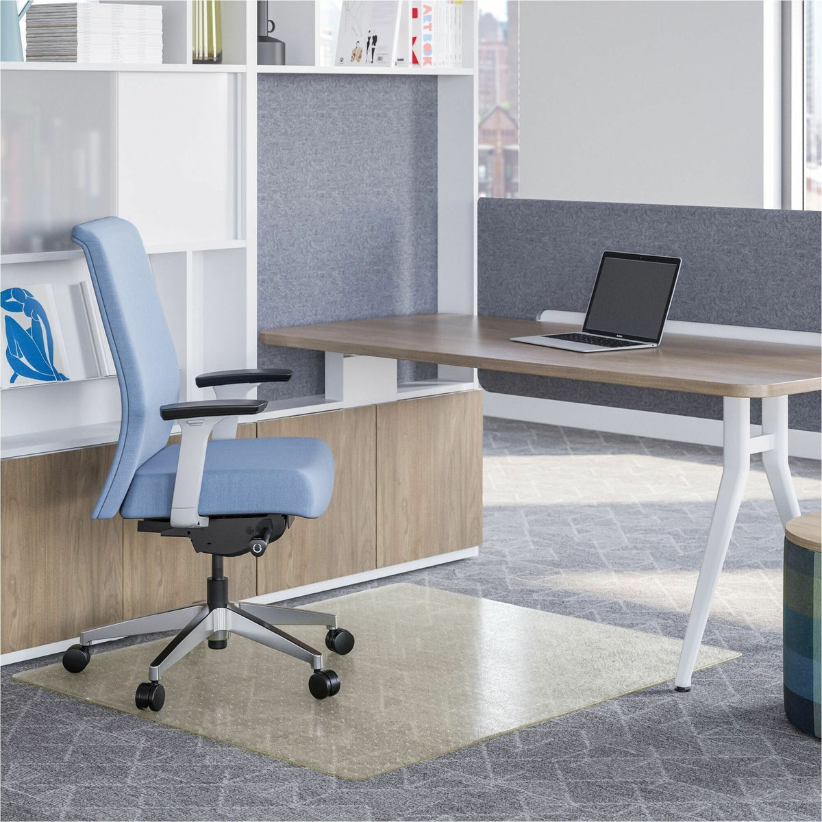 Deflecto OceanMat Chair Mat for Carpet - Low Pile, Commercial, Carpeted Floor, Chair - 60" Width x 46" Depth - Rectangul