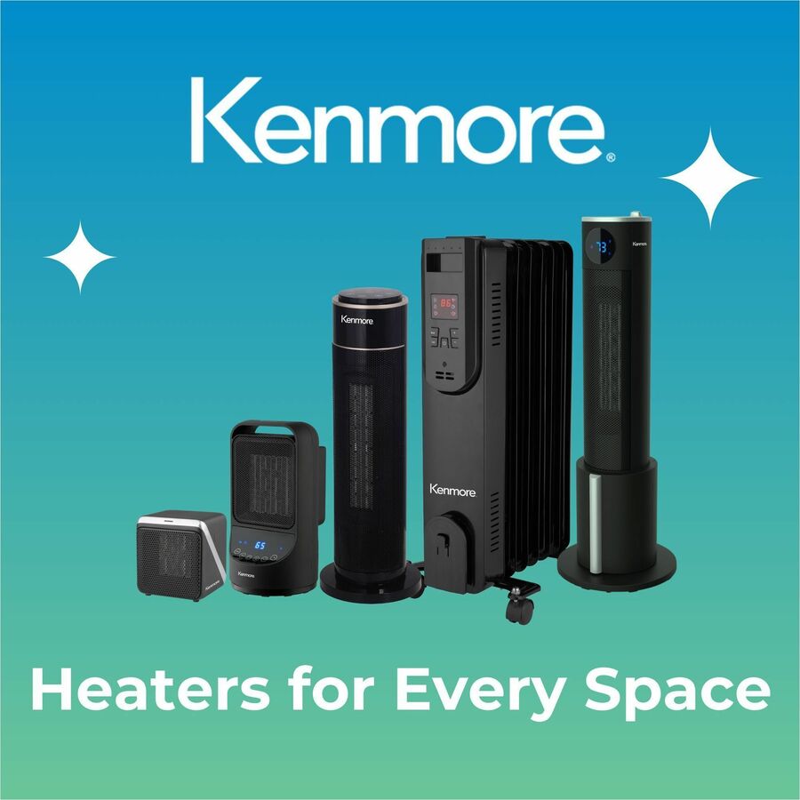Kenmore 24" Oil-Filled Radiator Space Heater - Oil Filled - 1500 W - Timer - Office, Room, Kitchen - Black