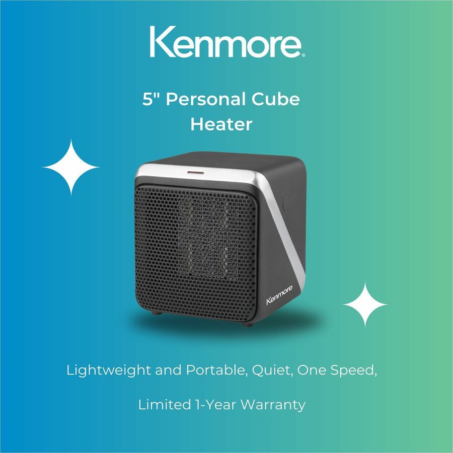 Kenmore 5" Personal Cube Heater - Office, Home - Portable - Black