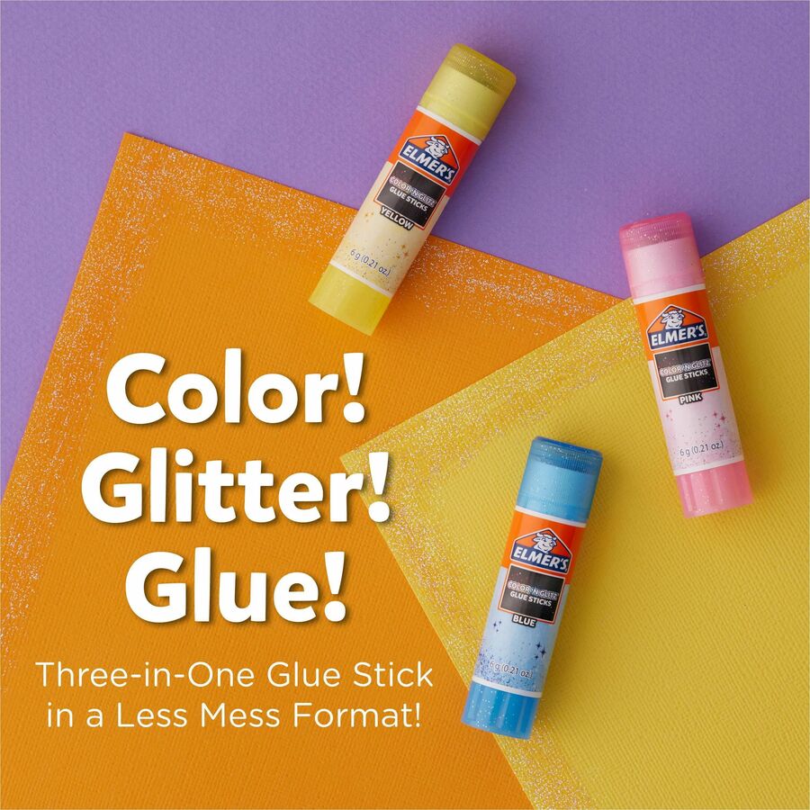 Elmer's Color 'N Glitz Glue Sticks - 0.21 oz - Assorted - 4 / Pack